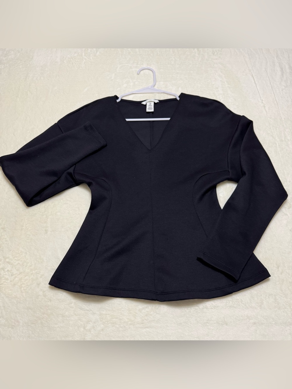 H&M Woman’s Black Long-Sleeve Peplum-Style Blouse Size S